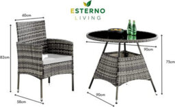 Athens Grey 4 Seater Rattan Garden Dining Patio Set With Round Table & Light Grey Cushions + Free Rain Cover - thumbnail 6