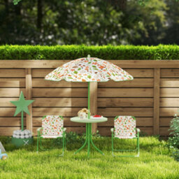 Aiyaplay Kids Garden Table And Chair Set Outdoor Patio Set W/ Parasol, Green - thumbnail 9