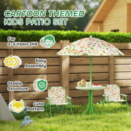 Aiyaplay Kids Garden Table And Chair Set Outdoor Patio Set W/ Parasol, Green - thumbnail 7