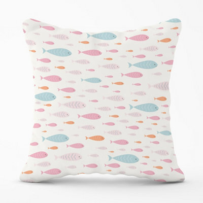 Warren Reed Designer Hand Drawn Swimming Fish Cushions 60Cm X 60Cm - image 1