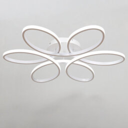 Living And Home White Frame Modern 6 Circle Curved Acrylic Semi Flush Led Ceiling Light Fixture Cool White 74Cm - thumbnail 7
