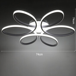 Living And Home White Frame Modern 6 Circle Curved Acrylic Semi Flush Led Ceiling Light Fixture Cool White 74Cm - thumbnail 8