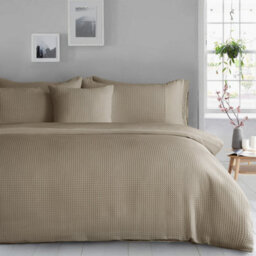 Velosso Natural Waffle Weave Duvet Cover And Pillowcase Set Super King - thumbnail 2