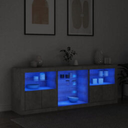 Berkfield Sideboard With Led Lights Concrete Grey 181.5X37X67 Cm - thumbnail 3