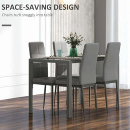 Homcom 5 Piece Dining Set Table And 4 Chairs Set For 4 Persons Kitchen Glasstop - thumbnail 4