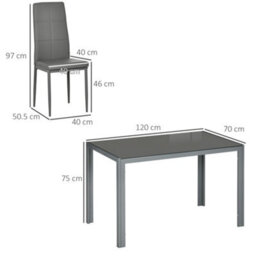 Homcom 5 Piece Dining Set Table And 4 Chairs Set For 4 Persons Kitchen Glasstop - thumbnail 3
