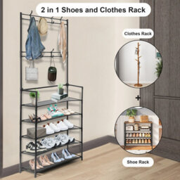 Stand Hooks And Hallway Entryway Storage Rack Shoe Unit Display Hanger Coat Bench - thumbnail 3