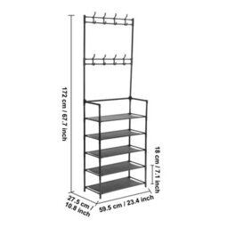 Stand Hooks And Hallway Entryway Storage Rack Shoe Unit Display Hanger Coat Bench - thumbnail 2