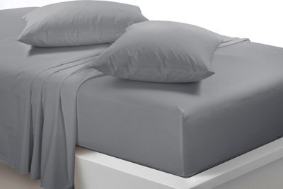 Homes & Linen Microfibre Grey Flat Sheet Super Soft Wrinkle Free & Breathable Lightweight Hotel Quality Bed Sheet