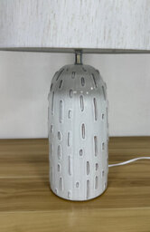 K Living Modern Ceramic Table Lamp In A Soft White Base Finish With A Natural Linen Shade - thumbnail 2