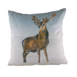 "Evans Lichfield Christmas Collection Cushion Cover: Stag Snow Scene 17X17""" - thumbnail 2