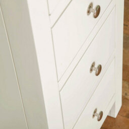 Farro White 5 Drawer Tallboy Chest Fully Assembled - Painted With Oak Top By Roseland Furniture - thumbnail 6