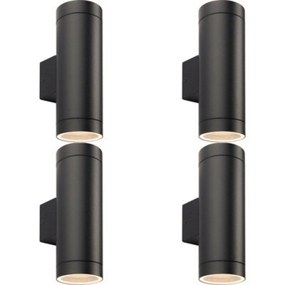 4 Pack Up & Down Twin Outdoor Wall Light - 2 X 7W Gu10 Led - Textured Black - image 1