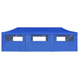 Berkfield Folding Pop-Up Party Tent With 8 Sidewalls 3X9 M Blue - thumbnail 3