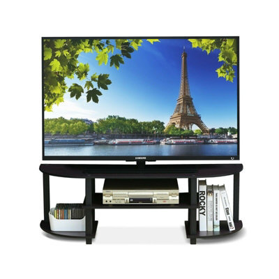 Walplus Furinno Turn-S-Tube Wide Tv Entertainment Center, Dark Walnut - image 1
