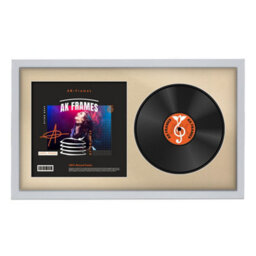 "30X17"" Silver Sleek Vinyl Record Frame With Ivory Mount For 12 Inch Lp Album Cover & Disc - Ak Frames"
