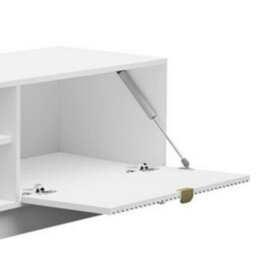 Tv Stand Tireno 2K 180 Cm White Velvet Modern Ribbed Media Unit Cabinet Gold Handles Living Room Furniture Glamour Style - thumbnail 4