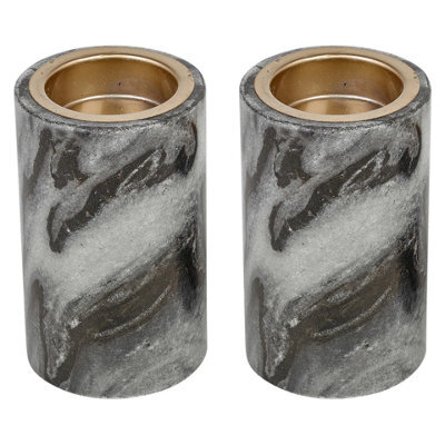 Urbn-Living Urbnliving 10Cm Marble Tea Light Candle Holder - Elegant Home Décor & Centrepiece Gift Set Of 2 - image 1