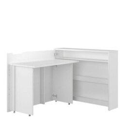 Arte Work Concept Convertible Hidden Desk Left In White Gloss - Glossy Foldaway Desk With Sleek Matt Frame