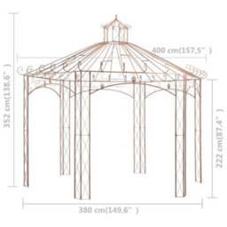 Berkfield Garden Pavilion Antique Brown 4 M Iron - thumbnail 6