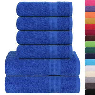 Berkfield Durable 6 Piece Towel Set Blue 360 Gsm 100% Cotton