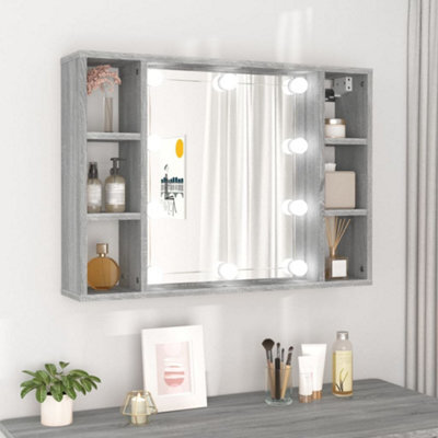 Berkfield Mirror Cabinet With Led Grey Sonoma 76X15X55 Cm - image 1