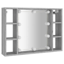 Berkfield Mirror Cabinet With Led Grey Sonoma 76X15X55 Cm - thumbnail 3