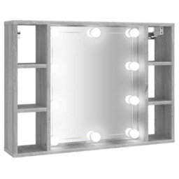 Berkfield Mirror Cabinet With Led Grey Sonoma 76X15X55 Cm - thumbnail 2