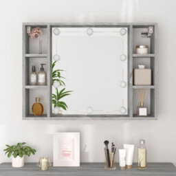 Berkfield Mirror Cabinet With Led Grey Sonoma 76X15X55 Cm - thumbnail 5