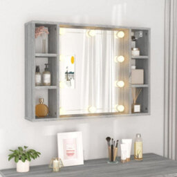 Berkfield Mirror Cabinet With Led Grey Sonoma 76X15X55 Cm - thumbnail 4