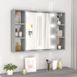 Berkfield Mirror Cabinet With Led Grey Sonoma 76X15X55 Cm - thumbnail 1