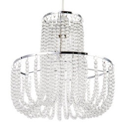 Happy Homewares Striking Two Tier Chandelier Style Pendant Shade With Chrome Frame - thumbnail 4