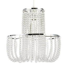 Happy Homewares Striking Two Tier Chandelier Style Pendant Shade With Chrome Frame - thumbnail 1
