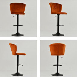Lakeland Furniture Chelsea Burnt Orange Velvet  Bar Stool Black Gas Lift Base - thumbnail 2