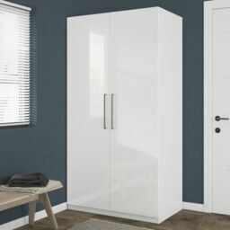 GoodHome Atomia All In One Modern Gloss & Matt White Large Double Wardrobe (H)1929mm (W)1000mm (D)596mm - thumbnail 4