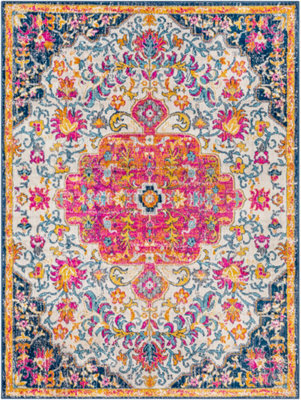 Livabliss Floransa-Vintage Orange Yellow Blue Beige Traditional Boho Living Dining Bedroom Rug 200 X 275 Cm Easy Care, Non Shedding - image 1