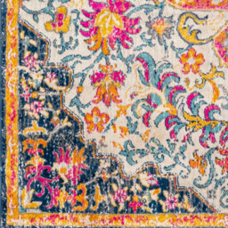 Livabliss Floransa-Vintage Orange Yellow Blue Beige Traditional Boho Living Dining Bedroom Rug 200 X 275 Cm Easy Care, Non Shedding - thumbnail 7