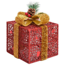 Berkfield Decorative Christmas Gift Boxes 3 Pcs Red Outdoor Indoor - thumbnail 6