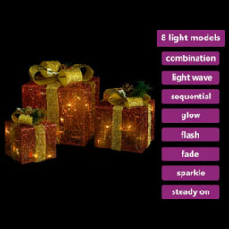 Berkfield Decorative Christmas Gift Boxes 3 Pcs Red Outdoor Indoor - thumbnail 3