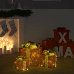 Berkfield Decorative Christmas Gift Boxes 3 Pcs Red Outdoor Indoor
