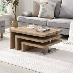 Furniture in Fashion Design Rotating Wooden Coffee Table With 3 Tops In Sanremo Oak - thumbnail 1