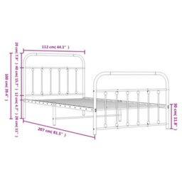 Berkfield Metal Bed Frame With Headboard And Footboard White 107X203 Cm - thumbnail 9