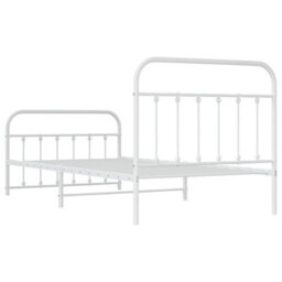 Berkfield Metal Bed Frame With Headboard And Footboard White 107X203 Cm - thumbnail 8