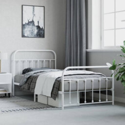 Berkfield Metal Bed Frame With Headboard And Footboard White 107X203 Cm - thumbnail 4