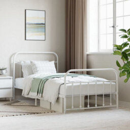 Berkfield Metal Bed Frame With Headboard And Footboard White 107X203 Cm - thumbnail 1