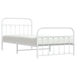 Berkfield Metal Bed Frame With Headboard And Footboard White 107X203 Cm - thumbnail 3