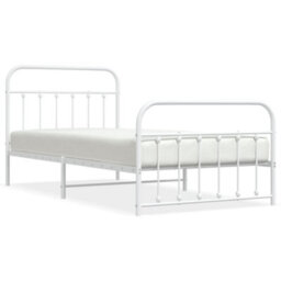 Berkfield Metal Bed Frame With Headboard And Footboard White 107X203 Cm - thumbnail 2