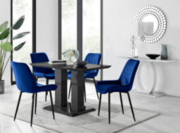 Furniturebox Imperia 4 Modern Black High Gloss Dining Table And 4 Navy Pesaro Black Leg Chairs