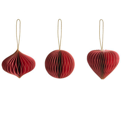 Beliani Set Of 18 Christmas Tree Ornaments Susa Paper Red - image 1