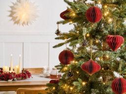 Beliani Set Of 18 Christmas Tree Ornaments Susa Paper Red - thumbnail 2